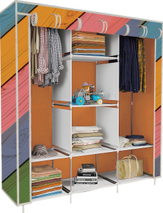 Lyzoo C1 Colorful Wood Print PP Collapsible Wardrobe