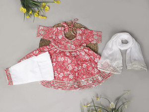 spack jerrow Baby Girls Festive & Party Kurti, Legging and Dupatta Set