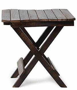 ROYAL HANDICRAFTS SZHC Wooden Square Folding Bed Side Stool 12 inch Solid Wood End Table