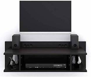 lovingwoodcraft Wooden Wall set top box stand wall hanging shelf TV and Remote stand TV Unit Red Wooden Wall Shelf (Number of Shelves - 4, Black) MDF (Medium Density Fiber) Wall Shelf