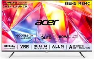 Acer Super Series 138.7 cm (55 inch) QLED Ultra HD (4K) Smart Google TV with Android 14 (Black) | MEMC...