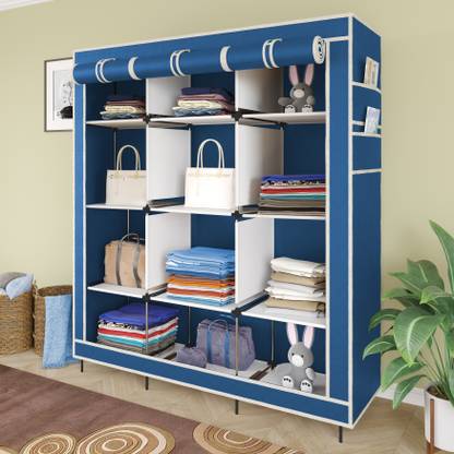 Maison & Cuisine Almirah Foldable closet for Clothes 12 Shelves , 1 Side Pocket (88150) PP Collapsible Wardrobe