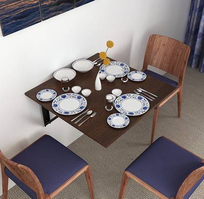 KAWACHI Fold Down 3 Seater Wall Mount Folding Breakfast Dining Table Perfect Addition to Kitchen & Dining Room Engineered Wood 2 Seater Dining Table