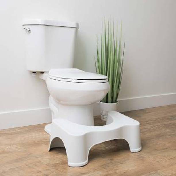 JIGSHTIAL Plastic Toilet Foot Supporter Stool for Western Toilet Scientific Angle Anti-Slip for Better Posture Bathroom Stool