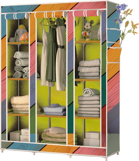 saintwod C2 Colorful Wood Print Carbon Steel Collapsible Wardrobe