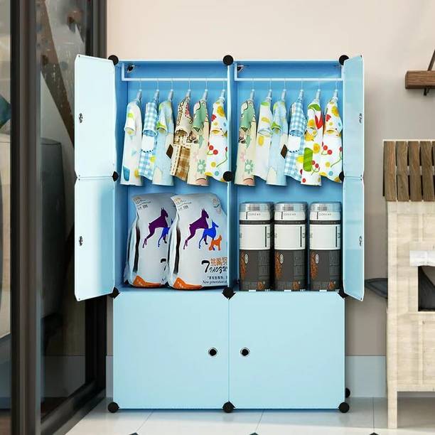 ZIVETY 8-Door 8-Shelf Plastic almirah for kids, almirah of clothes ,cupboard clothes PP Collapsible Wardrobe