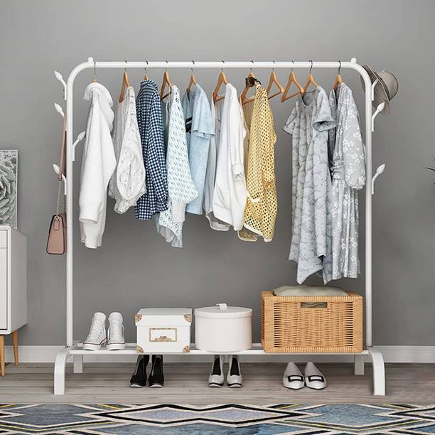 Keekos 1 Door 2 Shelf Open Coat clothes hanger stand PP Carbon Steel Collapsible Wardrobe