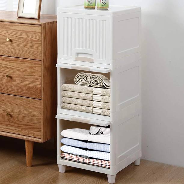 CREXOS Collapsible Wardrobe Plastic Cupboard for Storage Almirah Clothes Drawer Rack PP Collapsible Wardrobe
