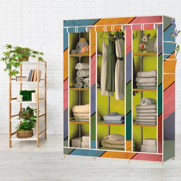 SPIRITED 10 Shelf Digital Print Carbon Steel Collapsible Wardrobe