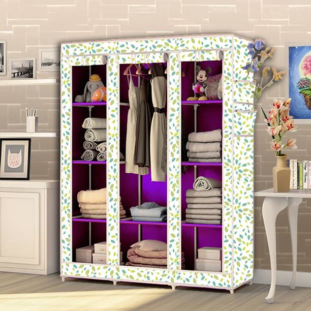 FurnishBite C2 Printed Wardrobe Carbon Steel Collapsible Wardrobe
