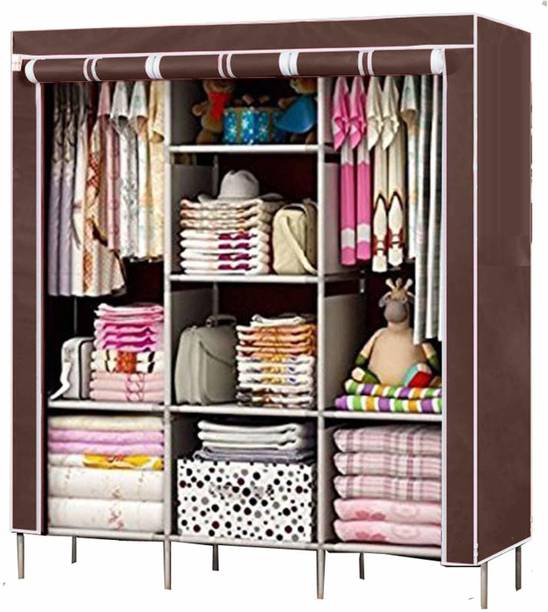 vipash 6+2 Shelves - almari Closet Clothes Wardrobe/Cabinet Carbon Steel Collapsible Wardrobe