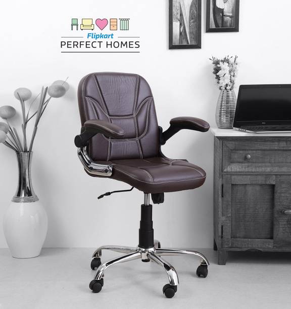 Flipkart Perfect Homes Medium Back Revolving Chair with Ergonomic Design and Lumbar Support Leatherette Office Executive Chair