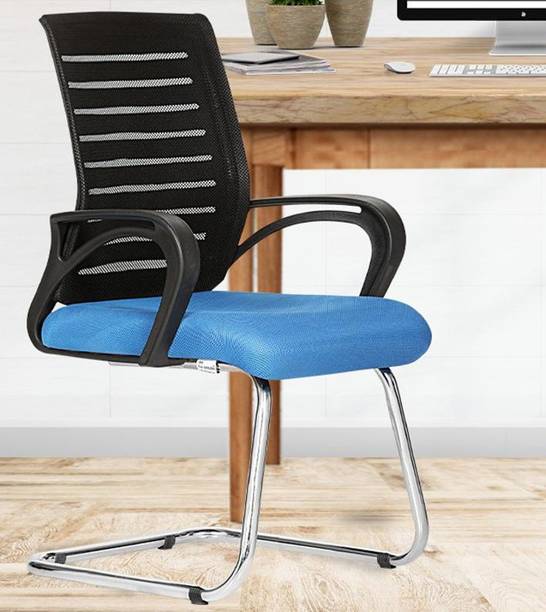 Da URBAN Tulip Blue Mesh Mid Back | Ergonomic | Heavy Duty Frame | Study Chair | Mesh Office Visitor Chair