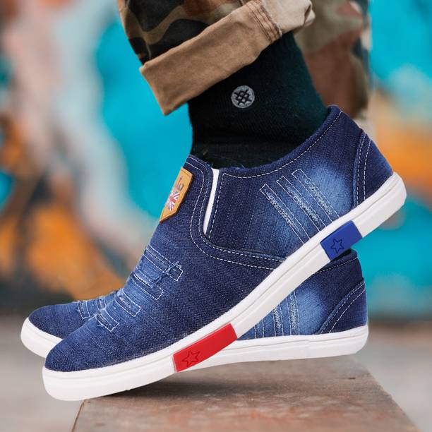 LoveHush LOVEHUSH Lace-Up Denim casual Sneakers For Men