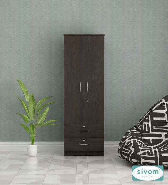 SIVOM ULTRA Multipurpose 2 Door Wardrobe With Drawer/ Spacious 2 shelves Engineered Wood 2 Door Wardrobe