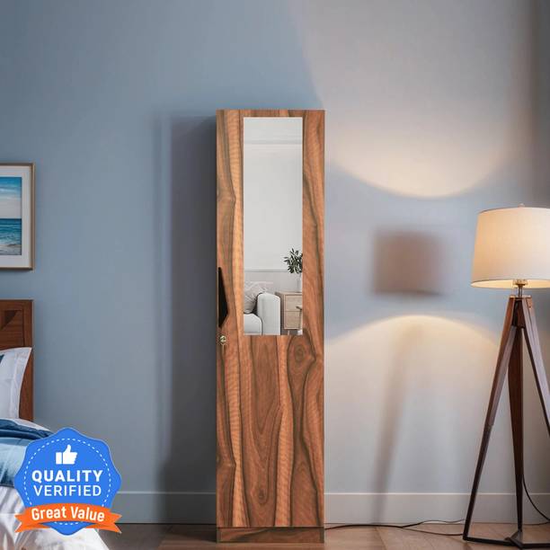 Mintwud from Pepperfry Maya 1 Door Wooden Wardrobe With Mirror & Shelf Storage For Bedroom/Home Engineered Wood 1 Door Wardrobe